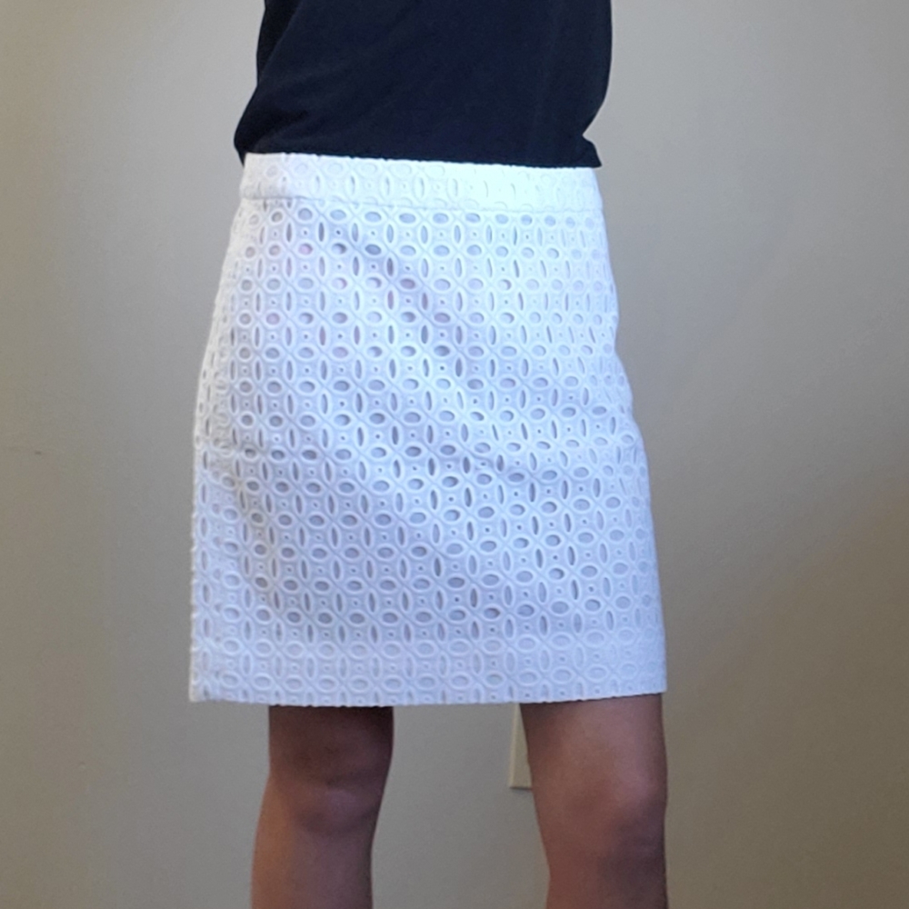 J. Crew Patterned White Skirt